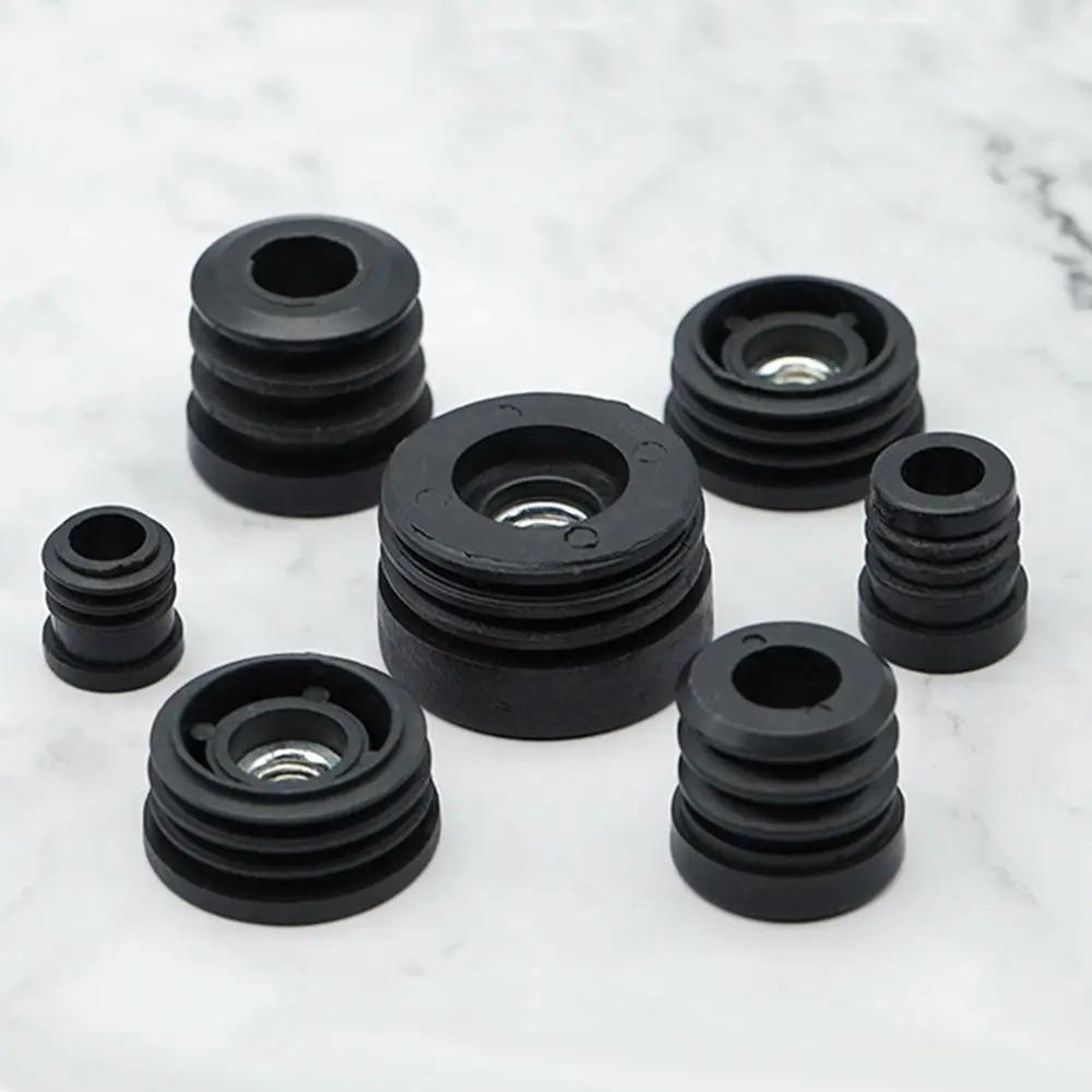 Bouchon de tuyau rond en plastique noir, trou d'écrou, tuyau intérieur, meubles, table, chaise