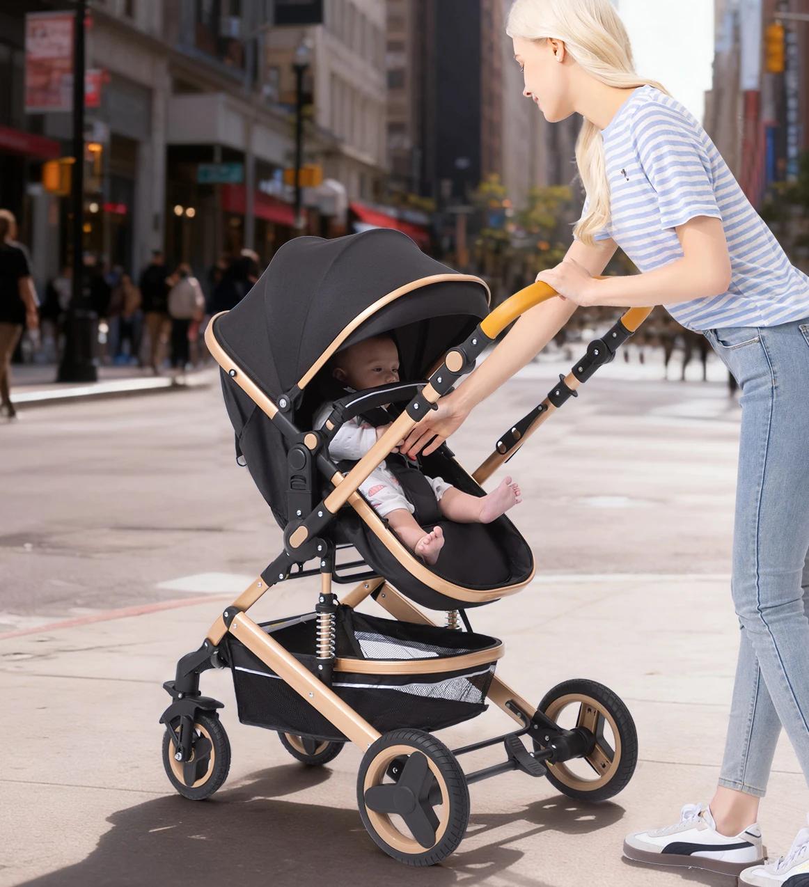 Poussette multifonction 3 en 1 pour bébé avec poussette compacte pliable légère, siège auto et nacel
