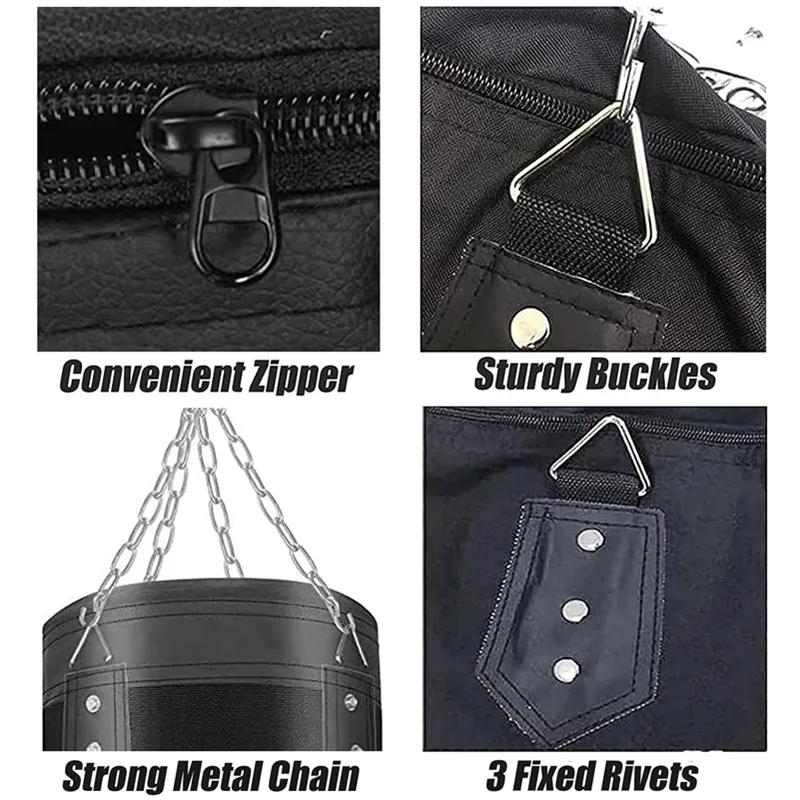 Sac de boxe lourd non rempli 100/120cm, sac de sable de boxe professionnel avec accessoire suspendu 