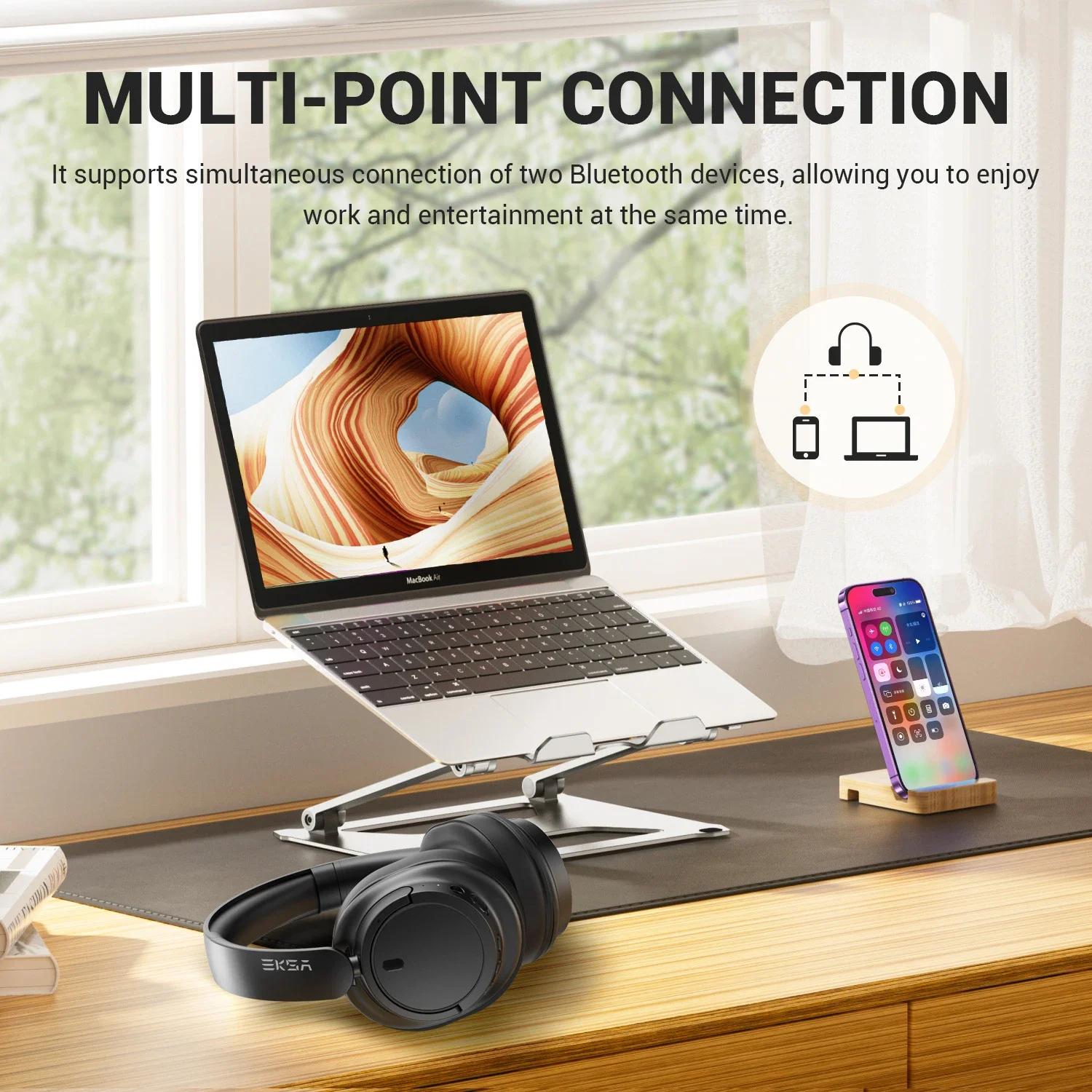 Oneodio EKSA V16 casque sans fil Bluetooth 5.3 sur l'oreille casque avec micro Mode basse/Pop hi-res