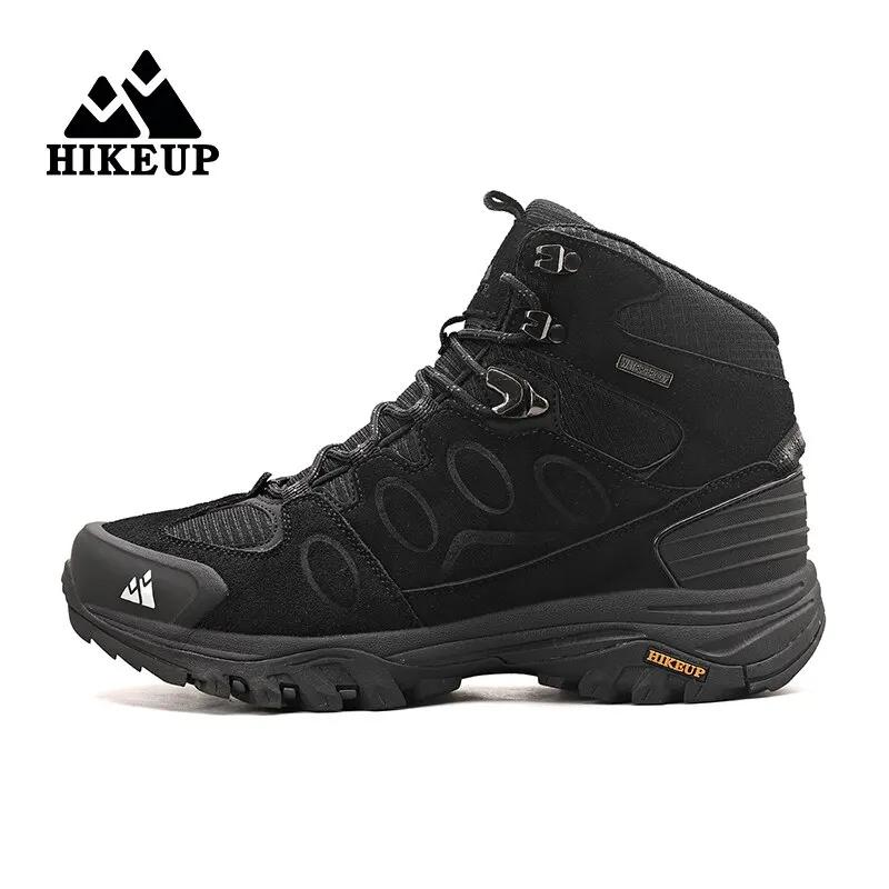 Bottes randonnée daim homme HIKEUP - Chaussures plein air lacets trekking hiver chaudes