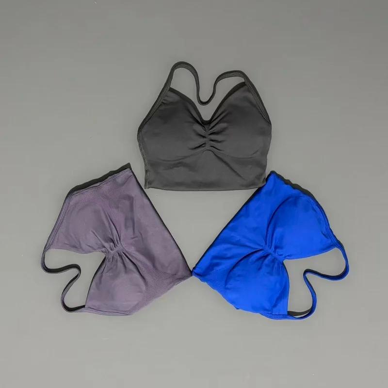 Hauts de sport pour femmes, débardeur de Yoga sans couture avec coussinets amovibles, col en V, haut