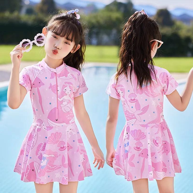 Maillot de bain enfant dauphin bleu dessin animé 2-14 ans vacances piscine mer été fille