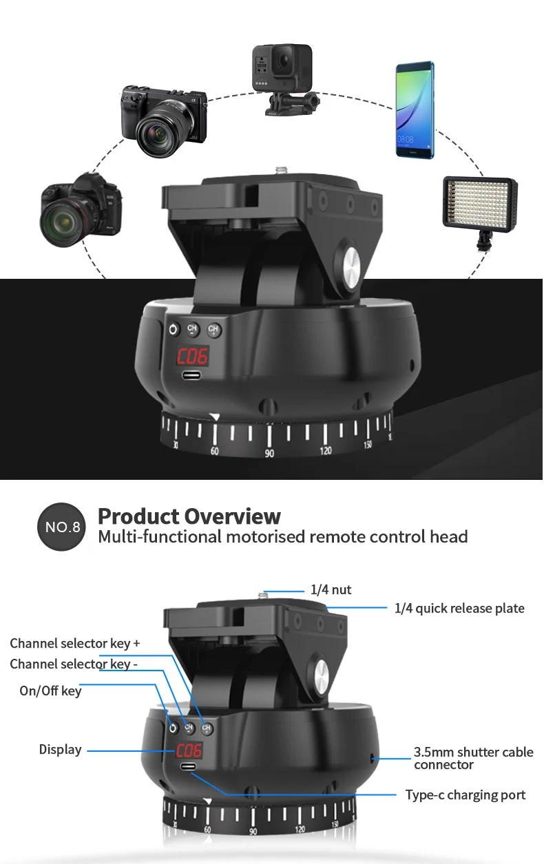 Desiontal marque YT-1200 Rotation panoramique télécommande panoramique inclinaison motorisé trépied 
