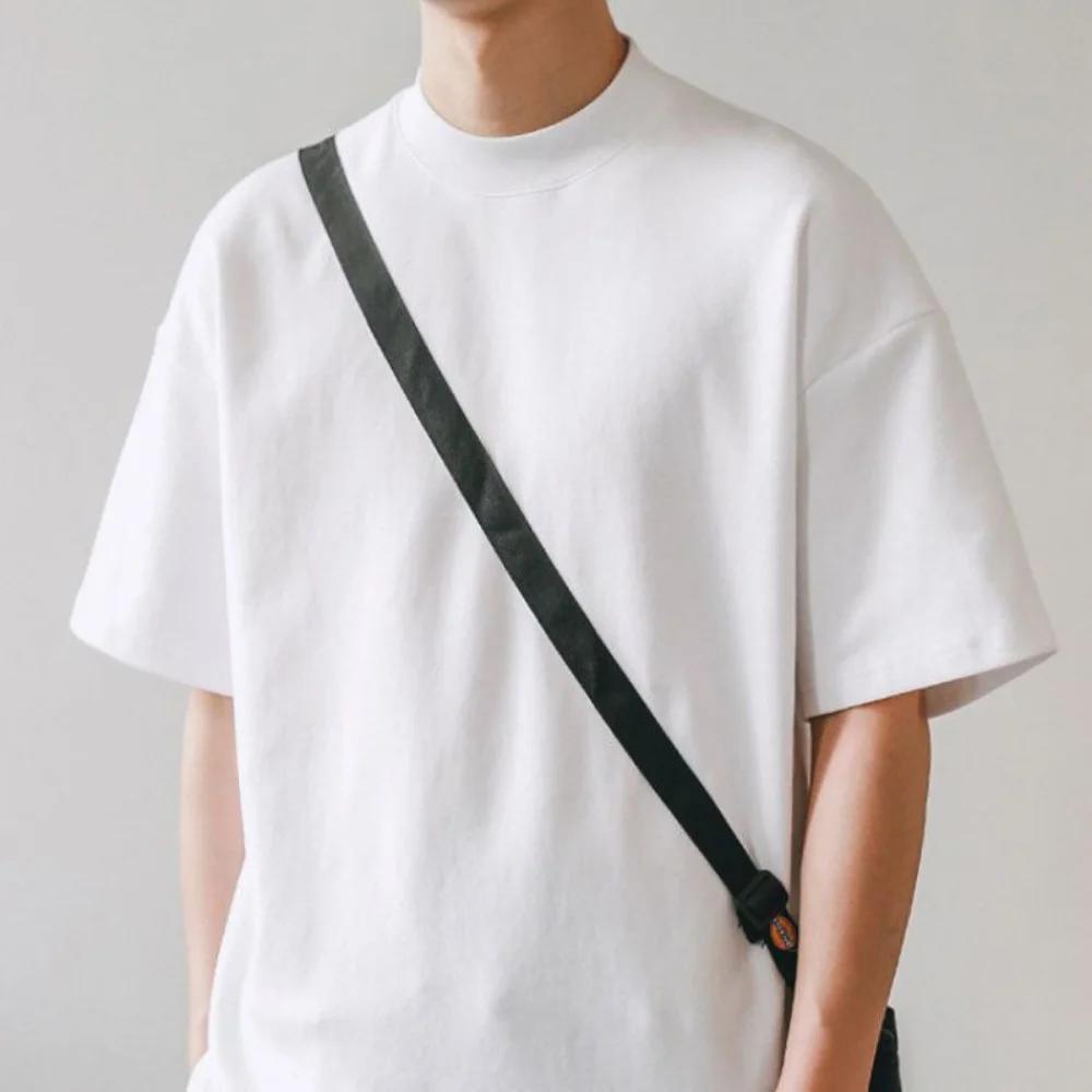 T-shirts à col petit hommes 350gsm coton couleur unie homme T-shirt à manches courtes printemps été 