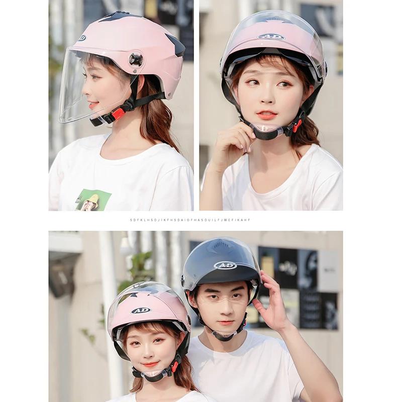 Casques de moto avec lumières Led, casque de cyclomoteur pour hommes et femmes, avec Double visière 
