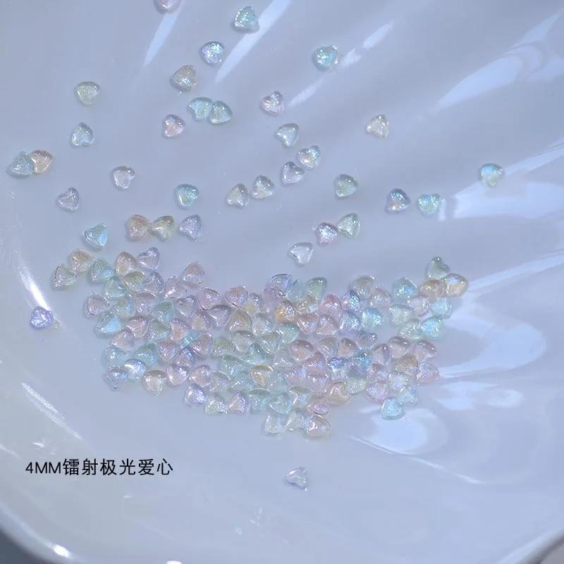 30 pièces/boîte Kawaii paillettes poudre coeur Nail Art décorations 3D résine strass breloques dessi