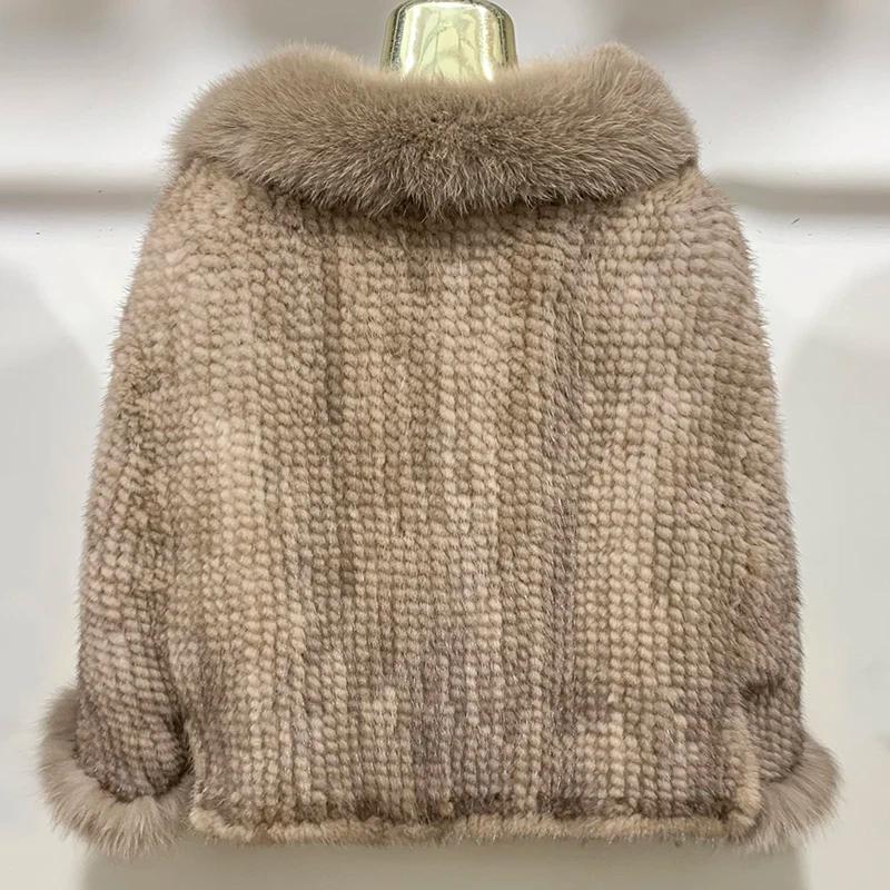 Nouveau Poncho en vraie fourrure de vison tricoté 100% naturel véritable fourrure de vison châle nat