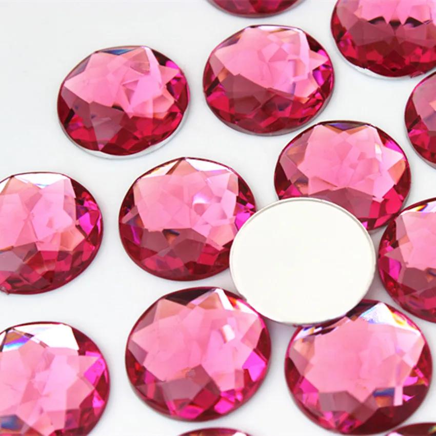 Cong Shao 20 pièces 20mm coloré acrylique strass rond dos plat perles pierres de cristal bricolage C