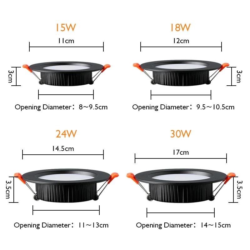6 pièces LED Downlight 5W 7W 9W 12W 15W 18W plafonnier encastré blanc chaud/froid AC220V-240V