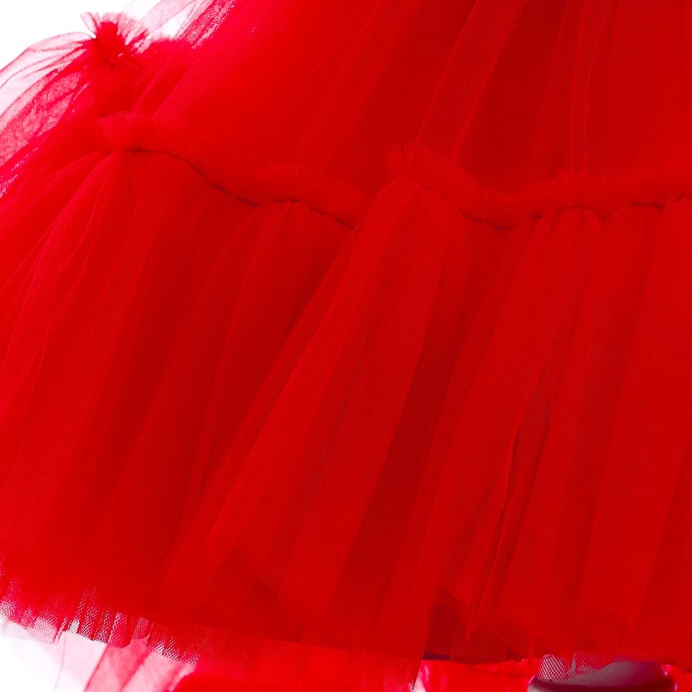 Robe à fleurs bouffante rouge en Tulle pour filles, robes de fête de première Communion pour enfants