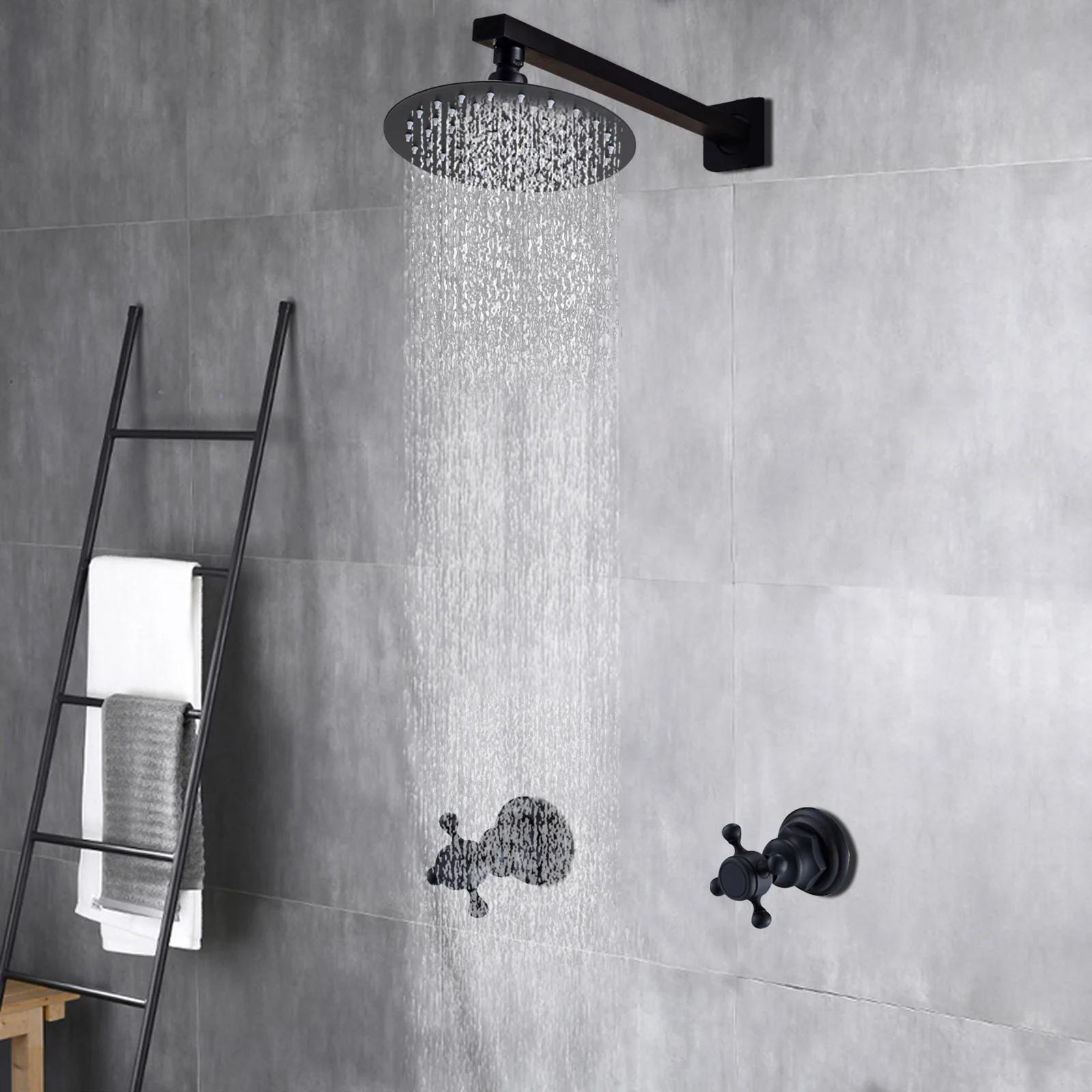 HOShower-Pommeau de douche à effet pluie noir avec assujetde centre commercial