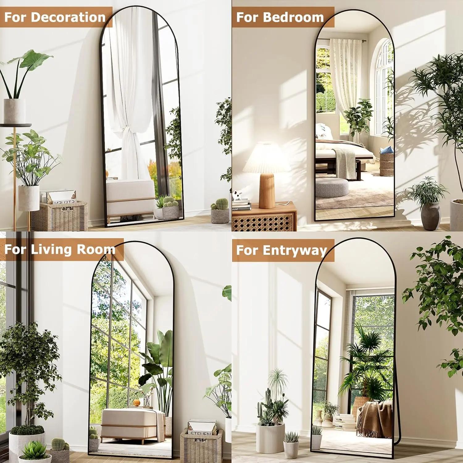 Miroir pleine longueur arqué 26" x 71" - Miroir complet - Miroirs de sol extra larges pour chambre, 
