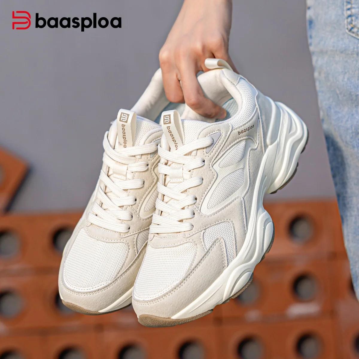 Baasploa – baskets de marche pour femmes, chaussures décontractées en maille confortables, en cuir d