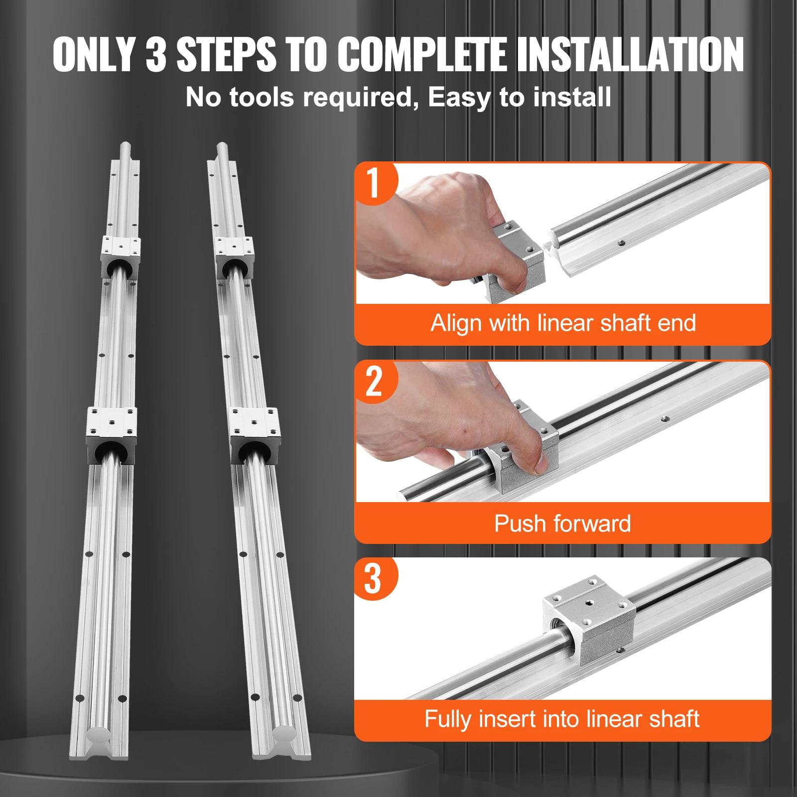 SucceBuy 2 pièces Rails de guidage linéaires SBR12 SBR16 SBR20 SBR25 800-2200mm et 4 pièces blocs de