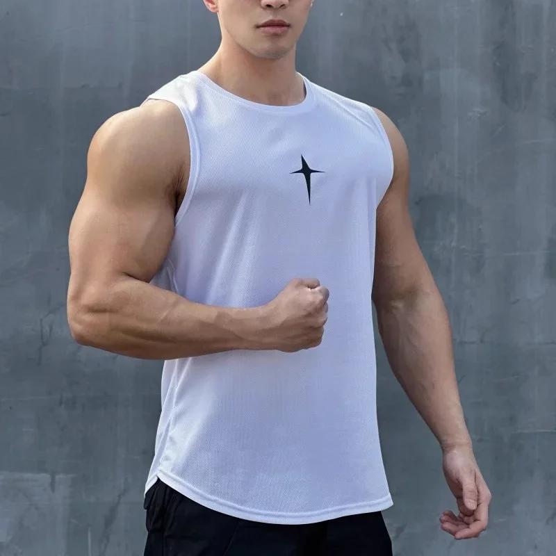 Été gilet sans manches sport de plein air débardeur course fitness maillot de corps séchage rapide c