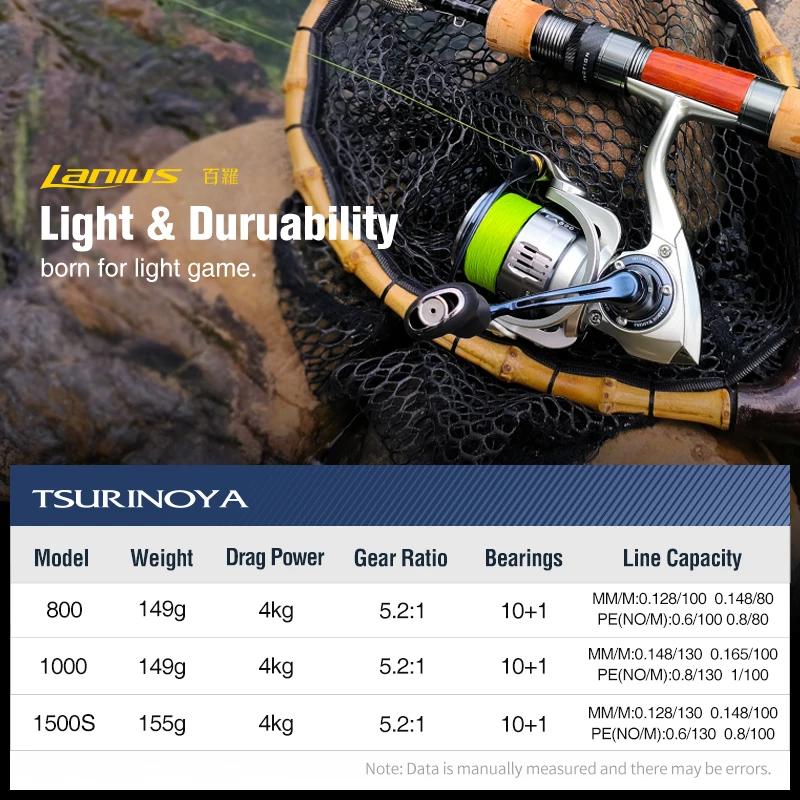 TSURINOYA moulinet de pêche Spinning ultraléger en carbone LANIUS 800 1000 1500S 149g bobine peu pro