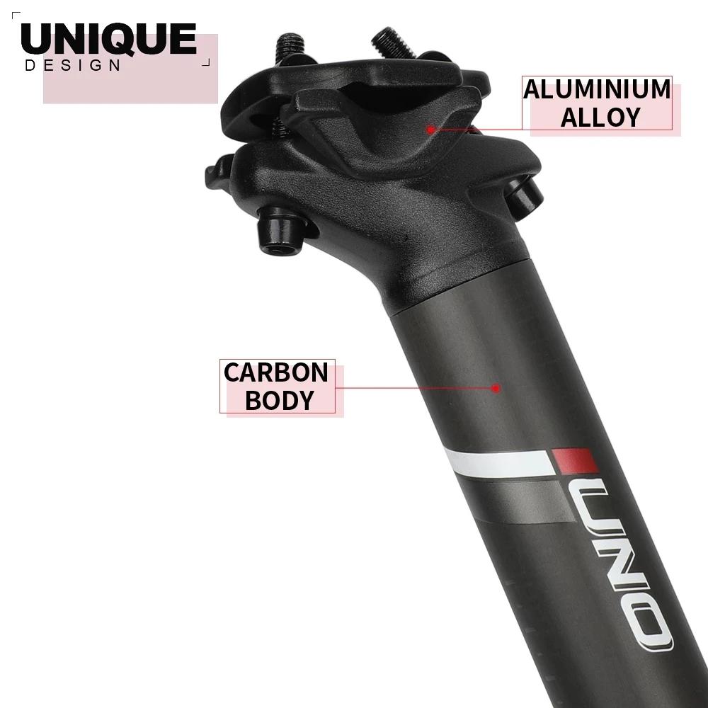 UNO – tige de selle en Fiber de carbone pour vélo de route, 27.2/30.9/31.6mm, Tube de selle ultralég