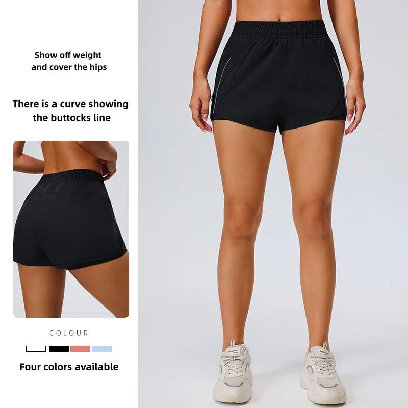 Short de sport à poches, pantalon trois quarts ample de course pour femmes, doublure à séchage rapid