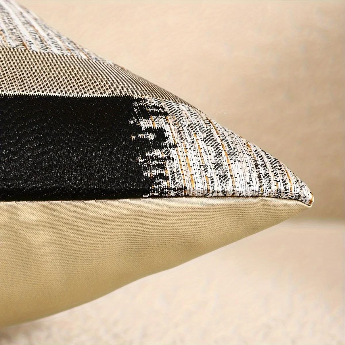 Housse de coussin en soie dorée, 100% Polyester, 1 pièce, quatre saisons, avec motif géométrique en 