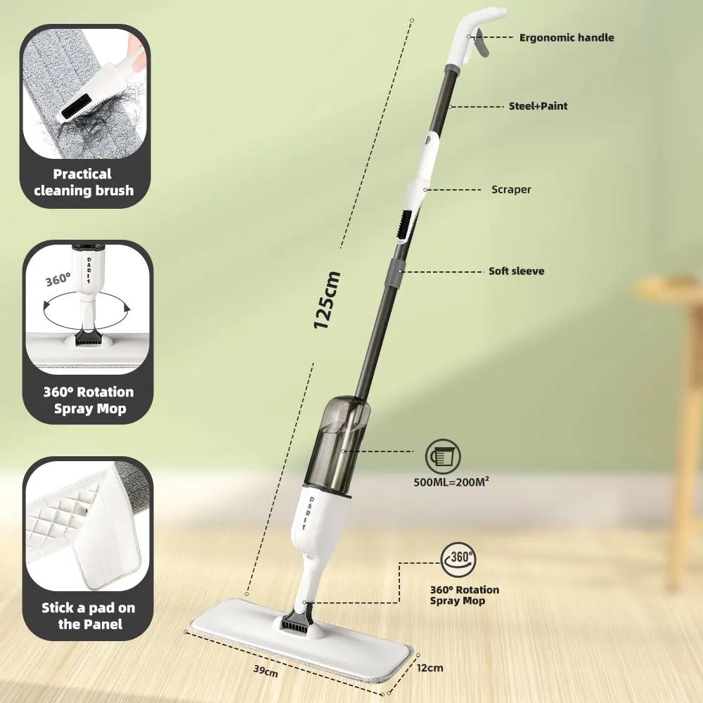DARIS-Vadrouille plate à spray avec tampons en microcarence réutilisables, rotation à 360 °, livres 
