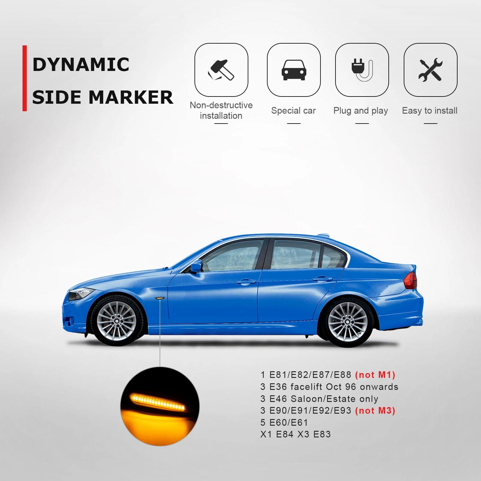 Clignotant latéral dynamique à LED pour BMW, clignotant séquentiel, feu de position, E90, E91, E92, 
