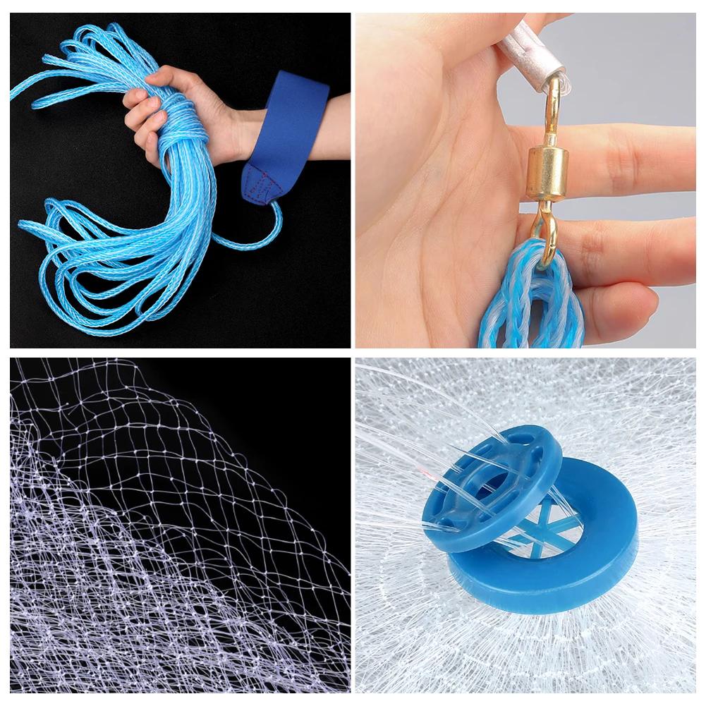 Filet à appâts à rayon pour la pêche, petite maille, lancer, eau salée, plombs en aluminium, Premium