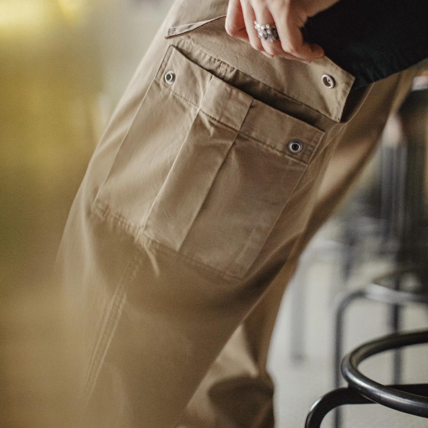Maden Pantalon décontracté vintage M65 pour homme avec grande poche Pantalon en coton kaki Pantalon 