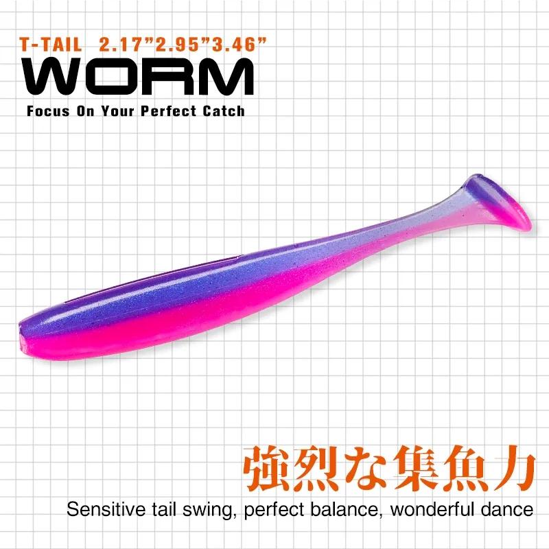 TSURINOYA 65mm 75mm T queue Wrom leurres de pêche leurre souple appât artificiel attirail Jerkbaits 