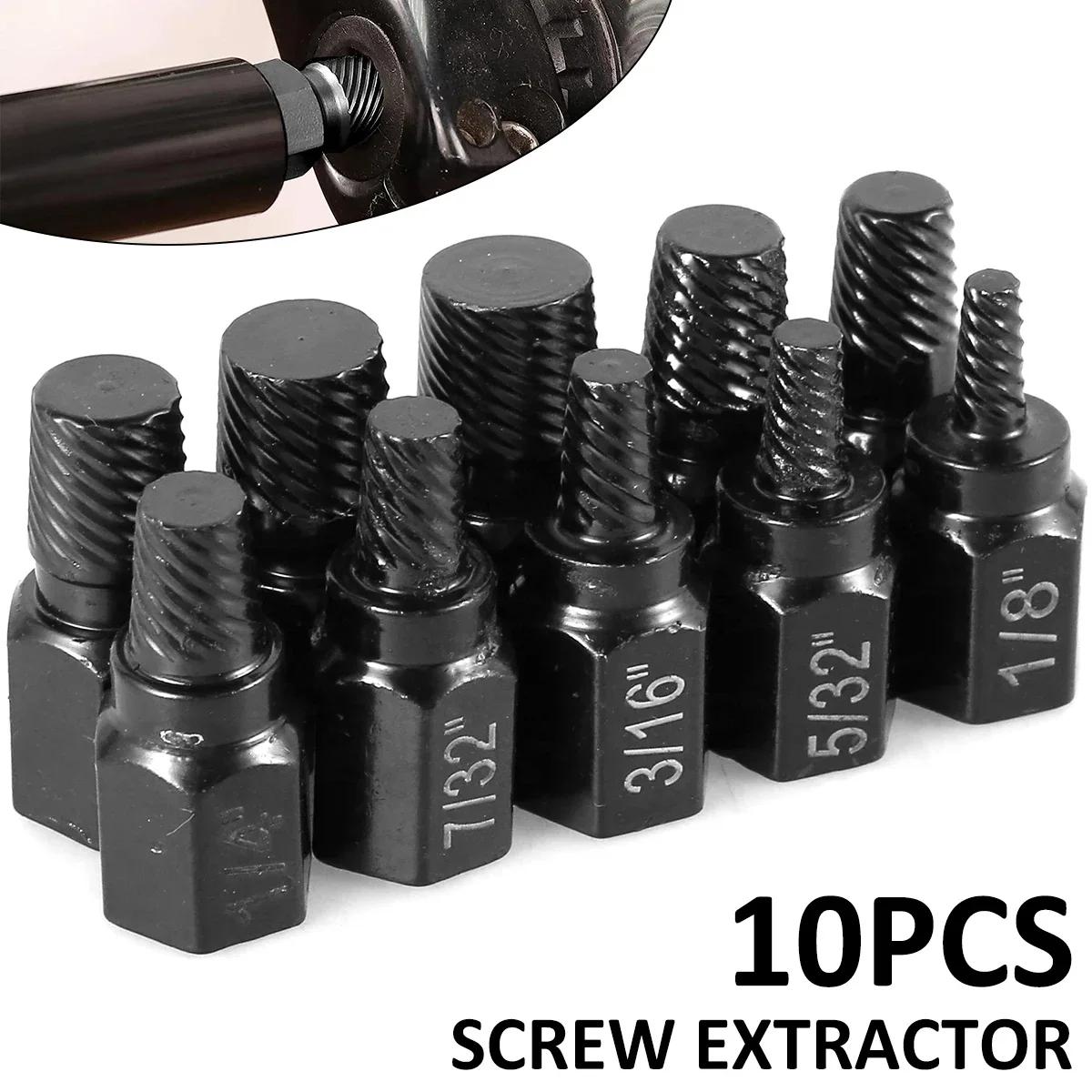 Kit d'extracteur de vis en acier allié, 10 pièces, dissolvant de vis endommagé, ensemble métallique,
