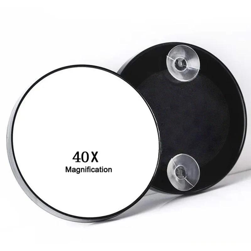 Loupe à ventouse puissante 40x, miroir de maquillage de voyage 3.5 pouces pour l'élimination des poi