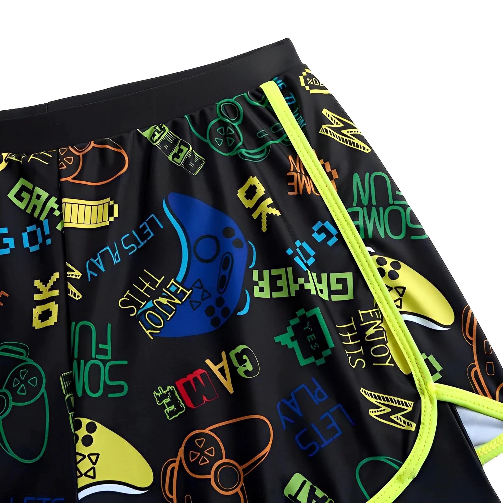 Maillot de bain deux pièces garçon 2026 avec short imprimé - Tenue plage été enfants colorée et pratique