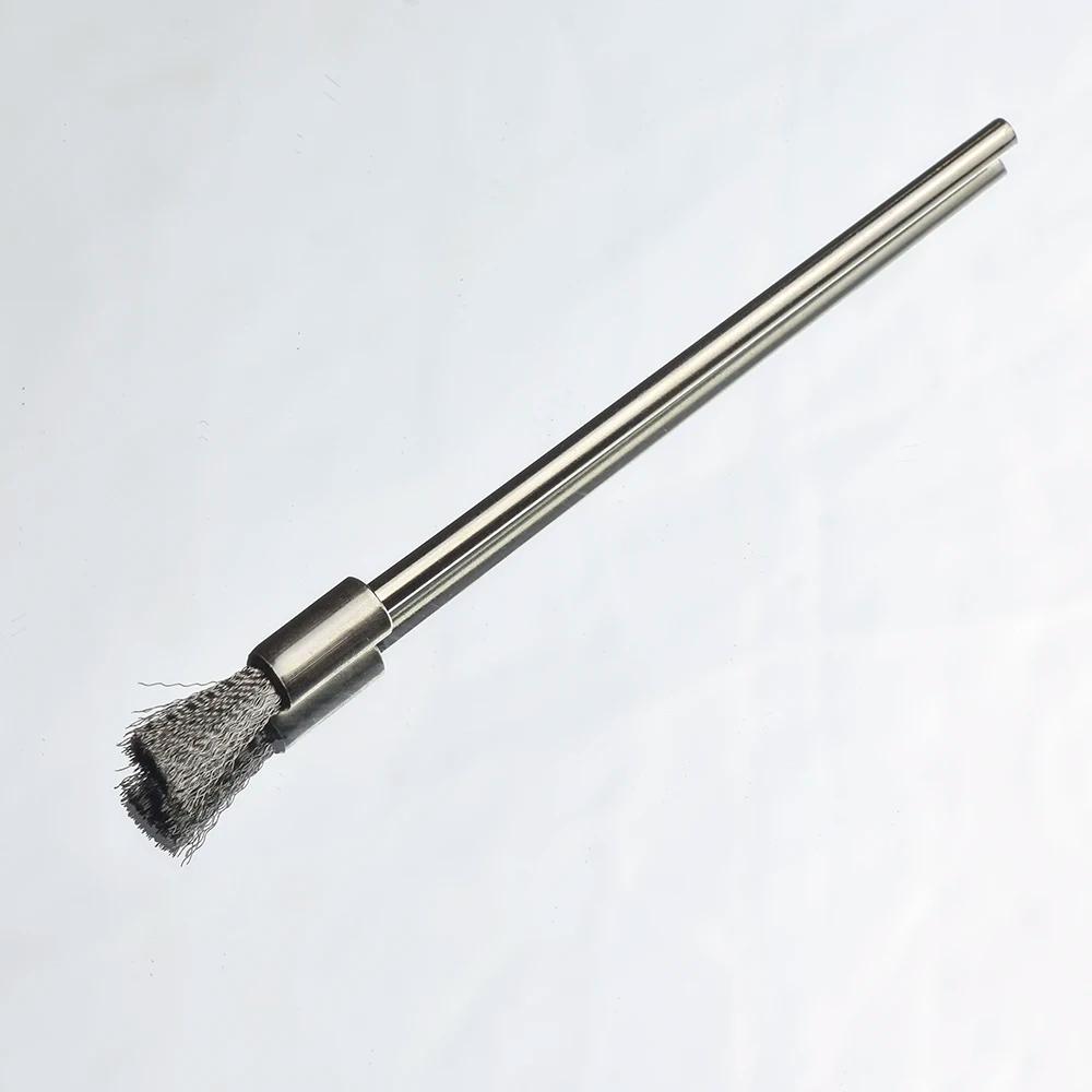 Embout de fil d'acier inoxydable, brosse en forme de stylo, tige d'extension de rayures en poils, ti