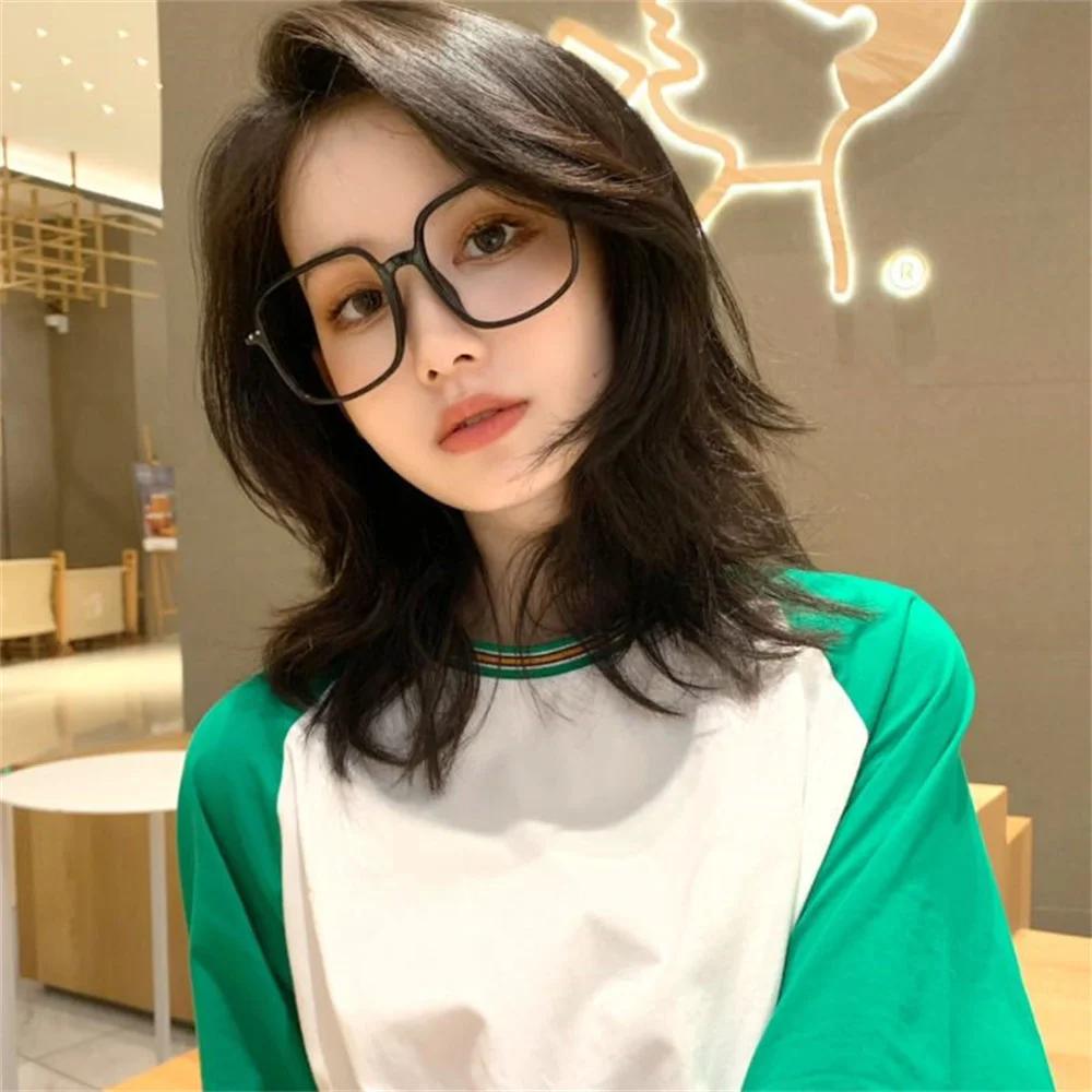 KLASSNUM femmes Anti-lumière bleue lunettes surdimensionné carré Ultra-léger Transparent lunettes d'