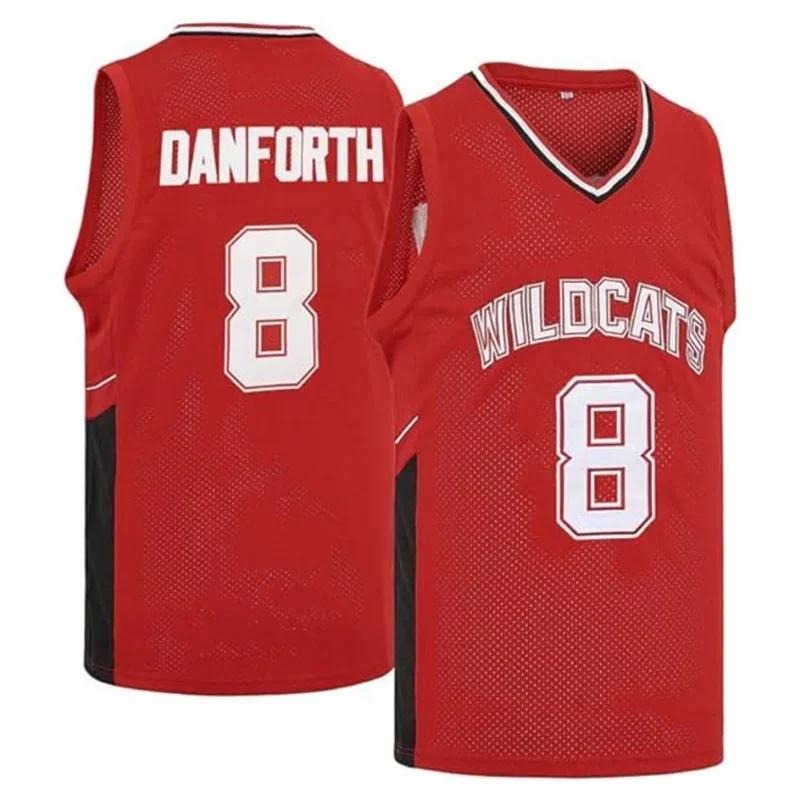 Maillot basket-ball Wildcats Lycée Est #8 Chad Danforth - Chemise séchage rapide hommes rouge