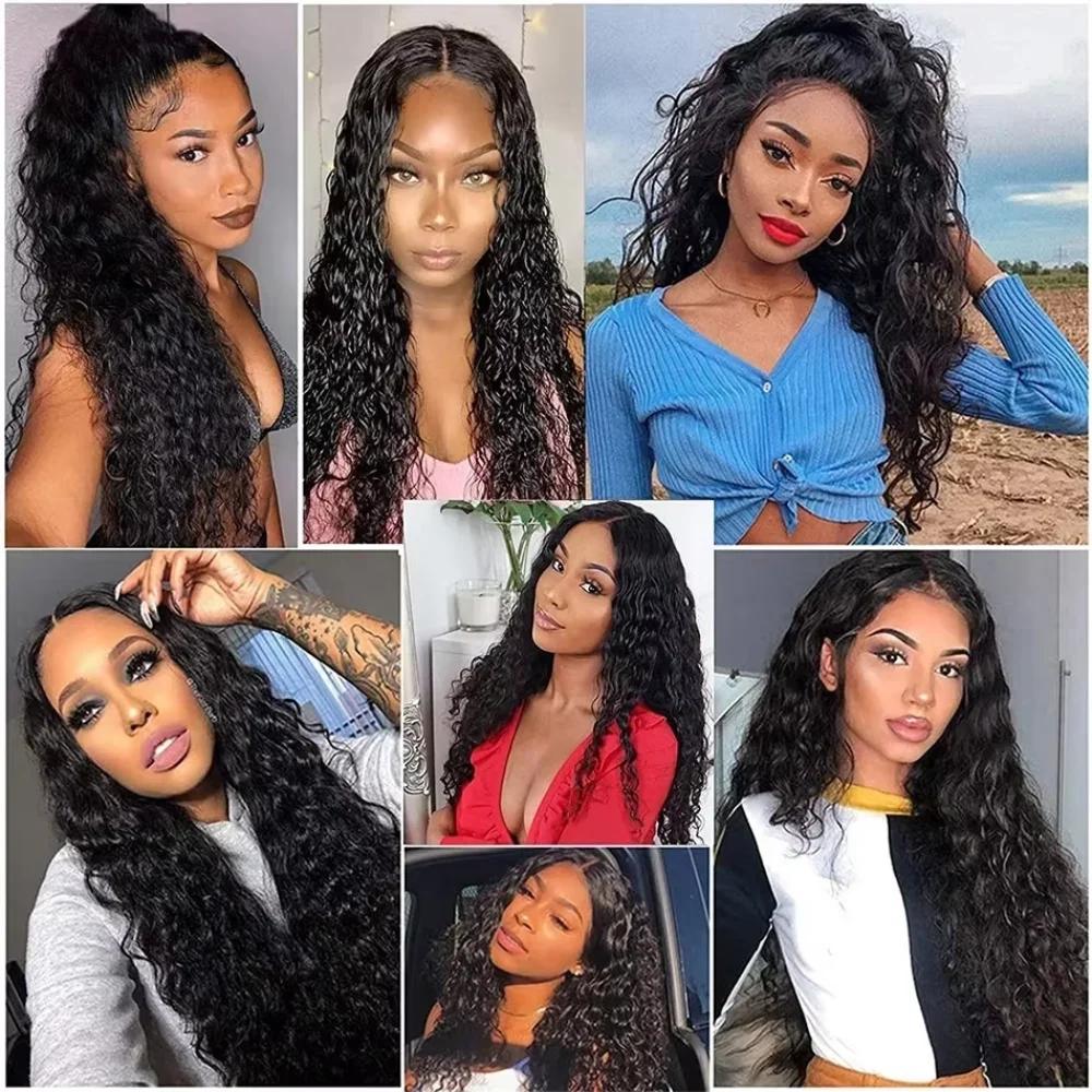 Perruque V-Part améliorée, bouclée crépue, facile à poser, brésilienne, 32 pouces, couleur naturelle
