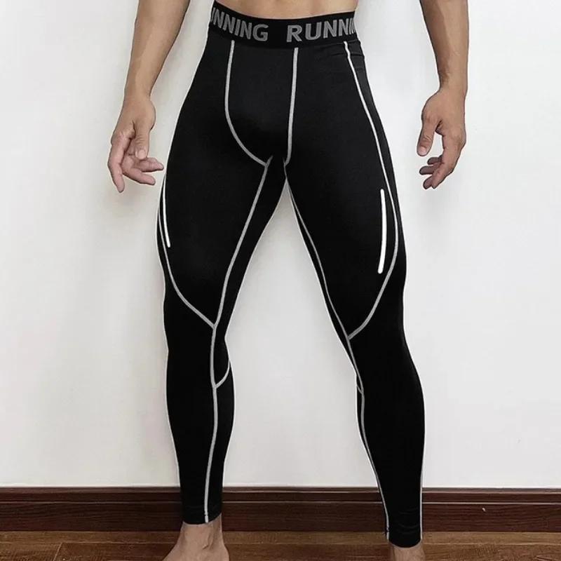 Pantalons de Compression serrés pour hommes, vêtements de Sport à séchage rapide, collants de course