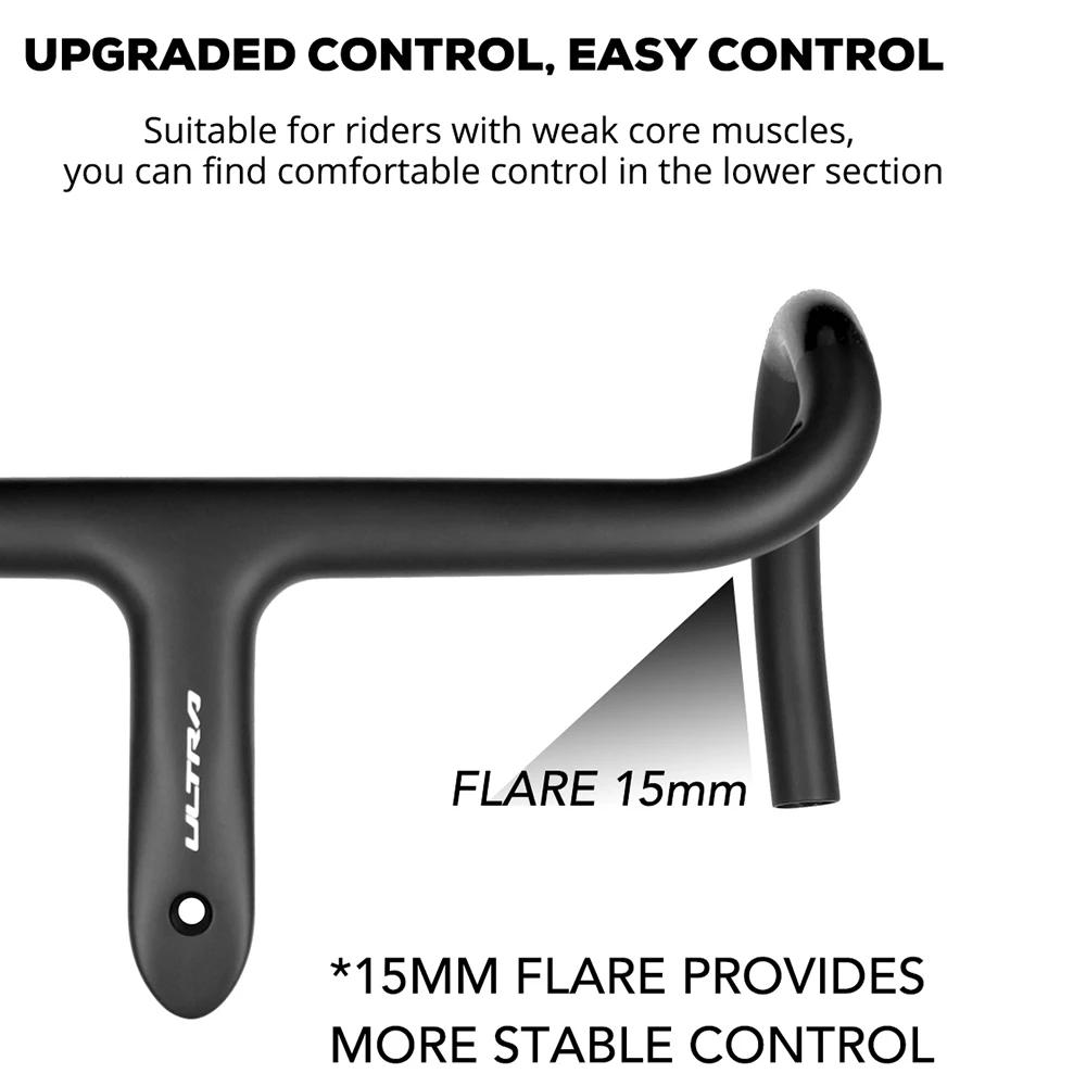 Cockpit de guidon de vélo intégré en fibre de carbone ultra-léger 237g pour vélo de route, câble int