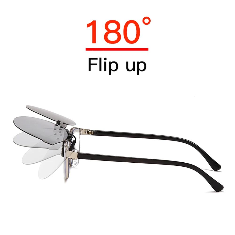 Lunettes de soleil à Clip rabattable pour hommes, verres polarisés, pêche, gris, changement de coule