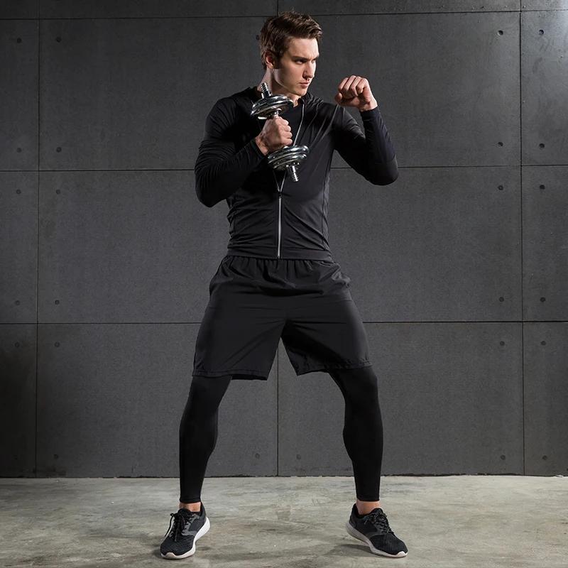 Veste de course réfléchissante pour hommes, fermeture éclair complète, manches longues, vêtements de