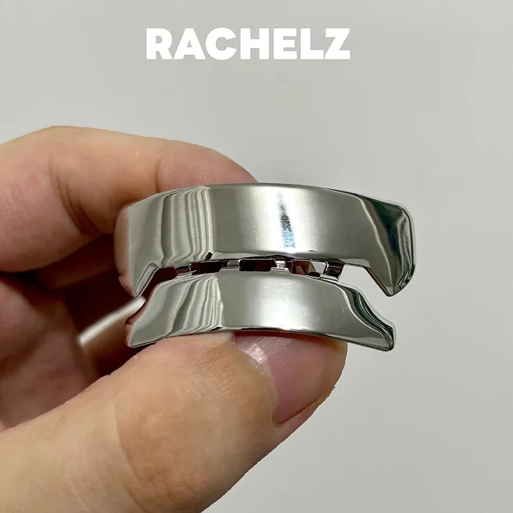 RACHELZ Cyberpunk Surface lisse dents carrées Grillz crocs Hip Hop futuriste brillant bouchons de de