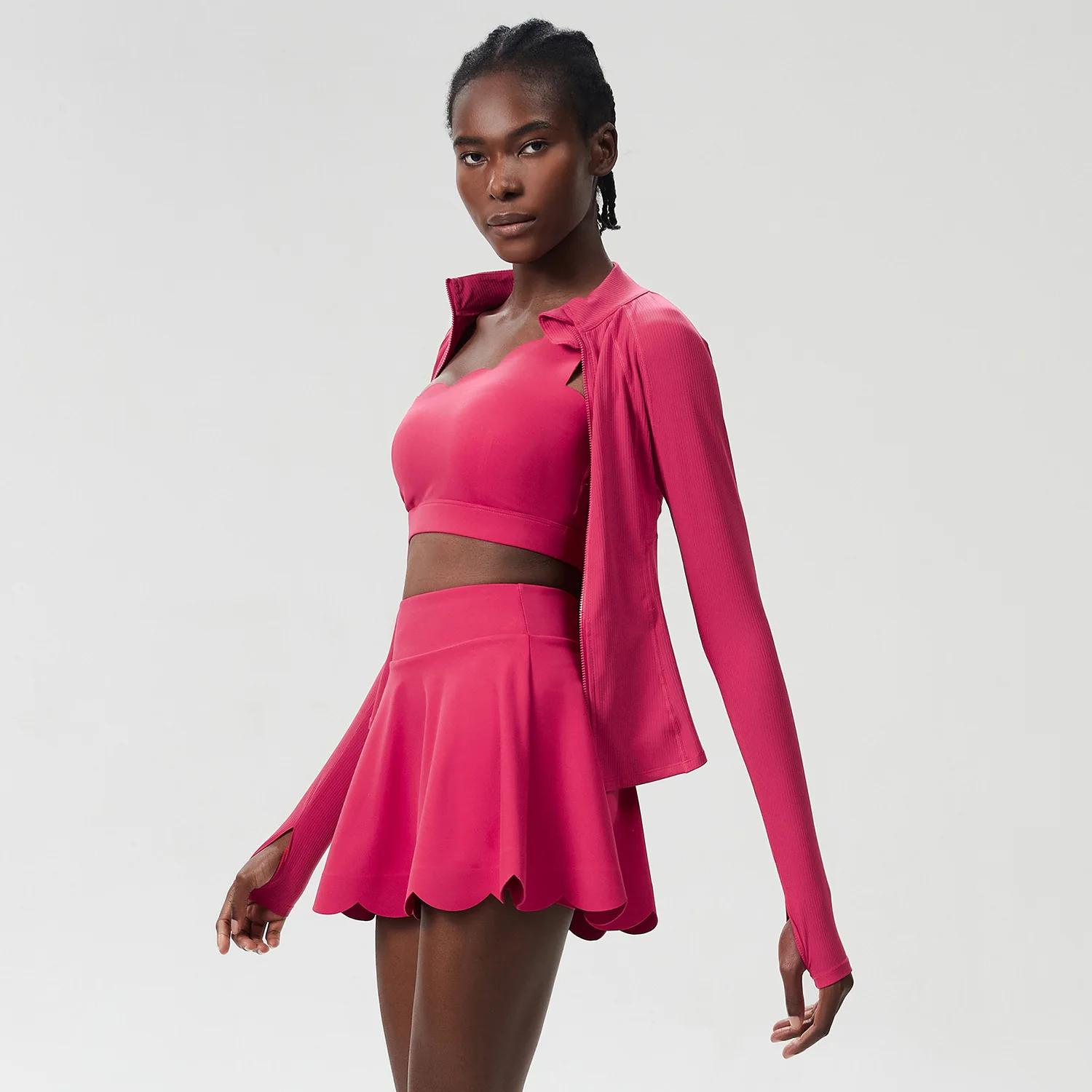 Ensemble de 3 pièces de fitness et de yoga pour femme, vêtements d'entraînement, jupe de tennis, res
