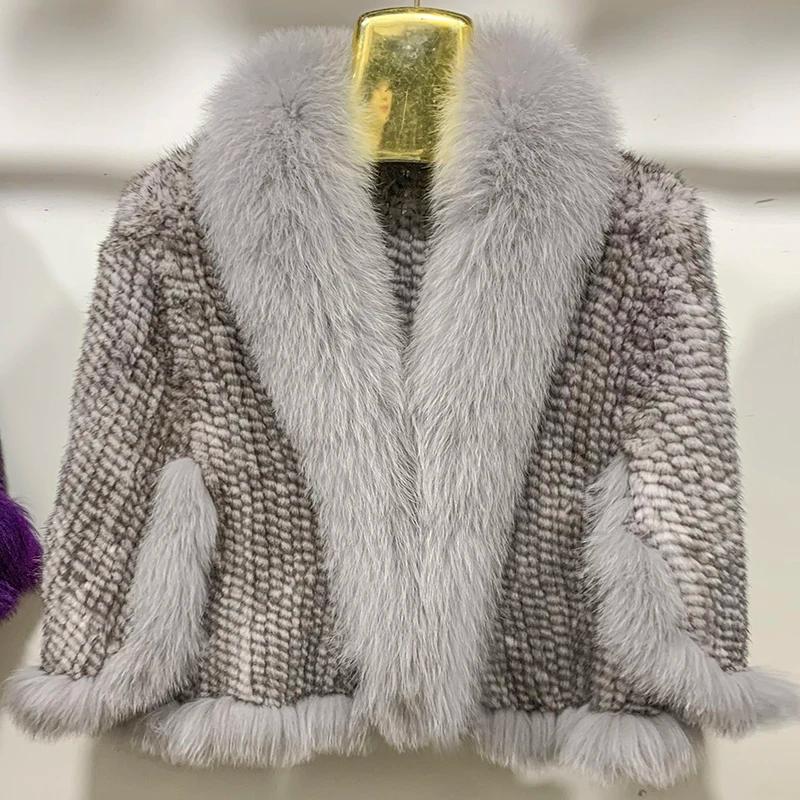 Nouveau Poncho en vraie fourrure de vison tricoté 100% naturel véritable fourrure de vison châle nat