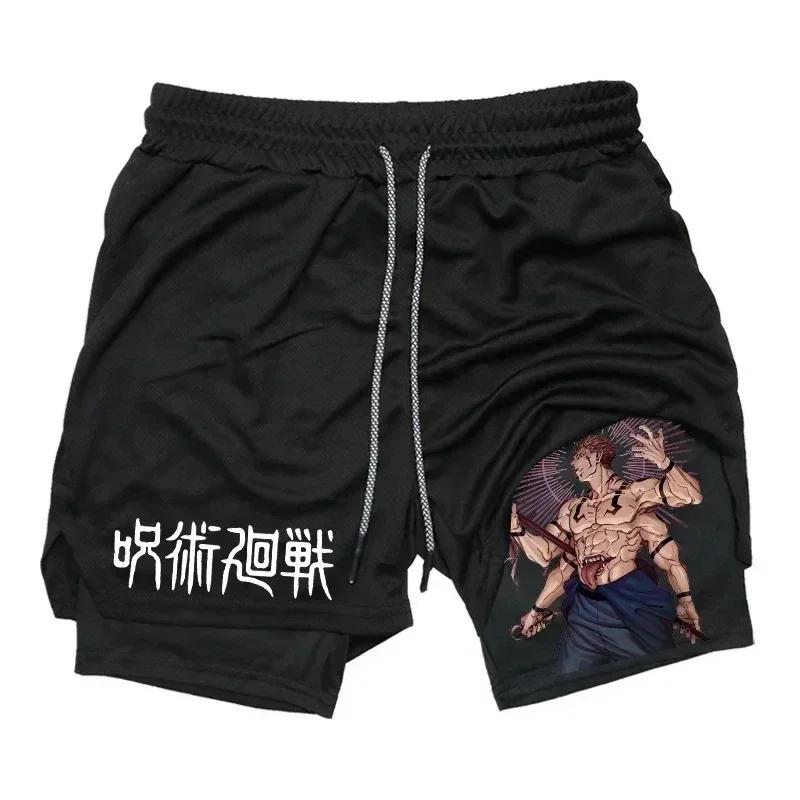 Short de sport pour hommes Jujutsu Kaisen Anime graphique 2 en 1 short de Compression pour hommes sh