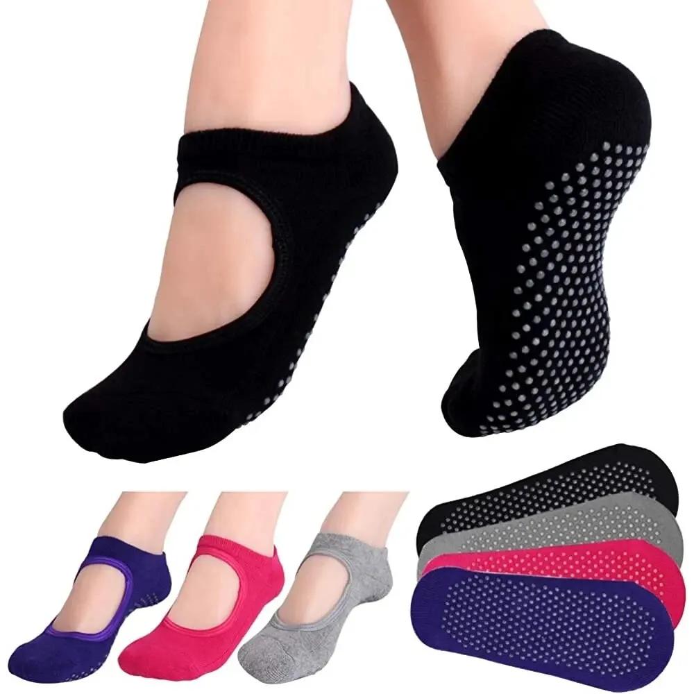 Chaussettes yoga dos nu antidérapantes - Coton femmes sport pilates danse
