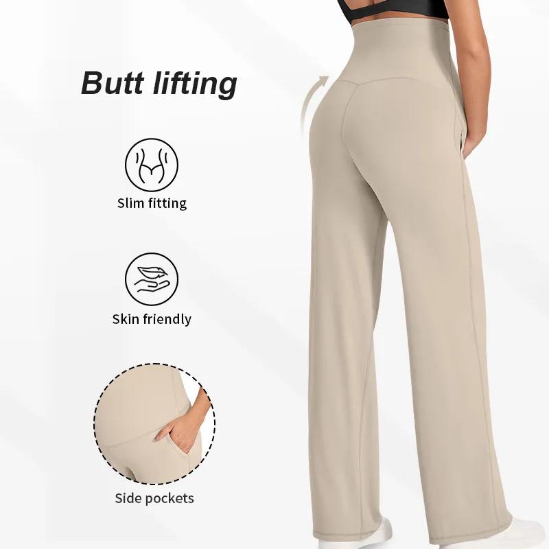 Nouveau pantalon de maternité pour femmes, couleur unie, jambes larges, taille haute, ample, décontr
