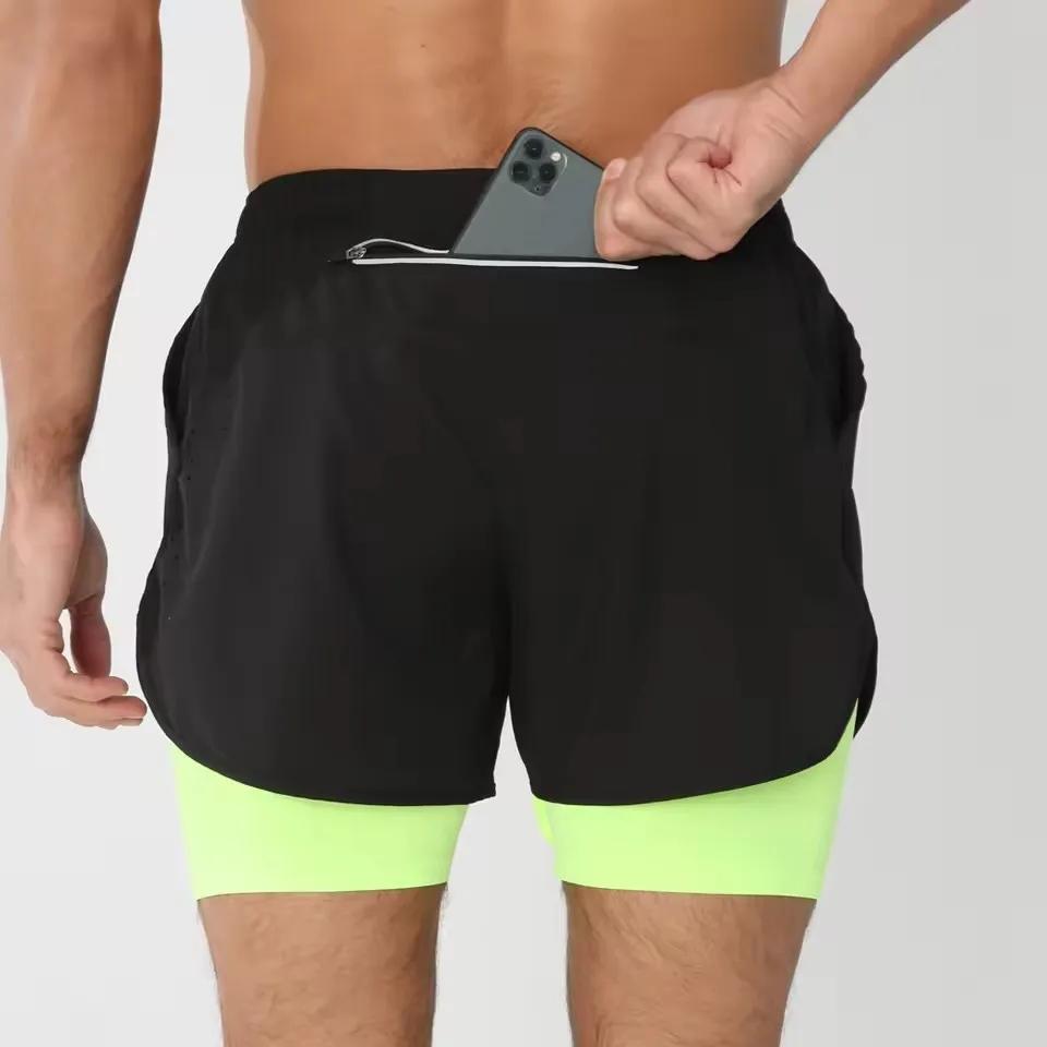 Nouveaux shorts de course double couche pour hommes shorts de fitness 2 en 1 à séchage rapide shorts