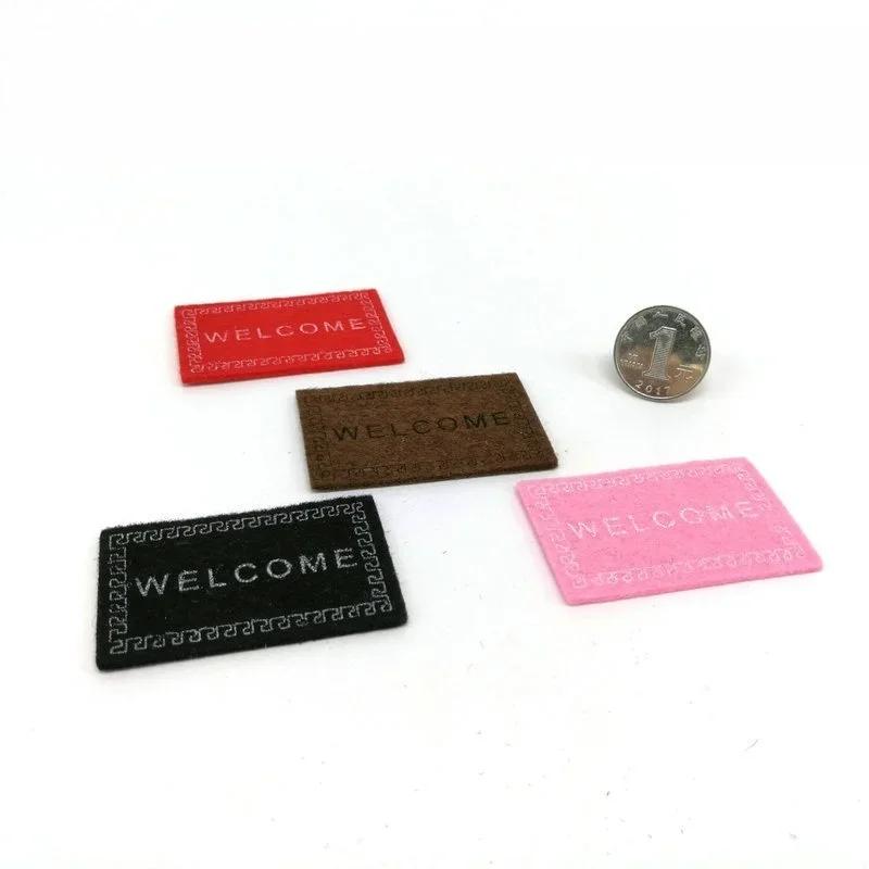 Tapis Miniature pour maison de poupée, 2 pièces, tapis de bienvenue noir, accessoires pour maison de