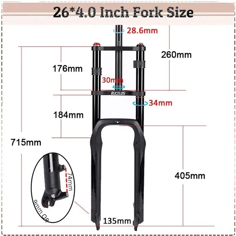 BUCKLOS fourche à Suspension pneumatique vtt 20in 26in vélo grosse fourche vélo frein à disque 20*4.