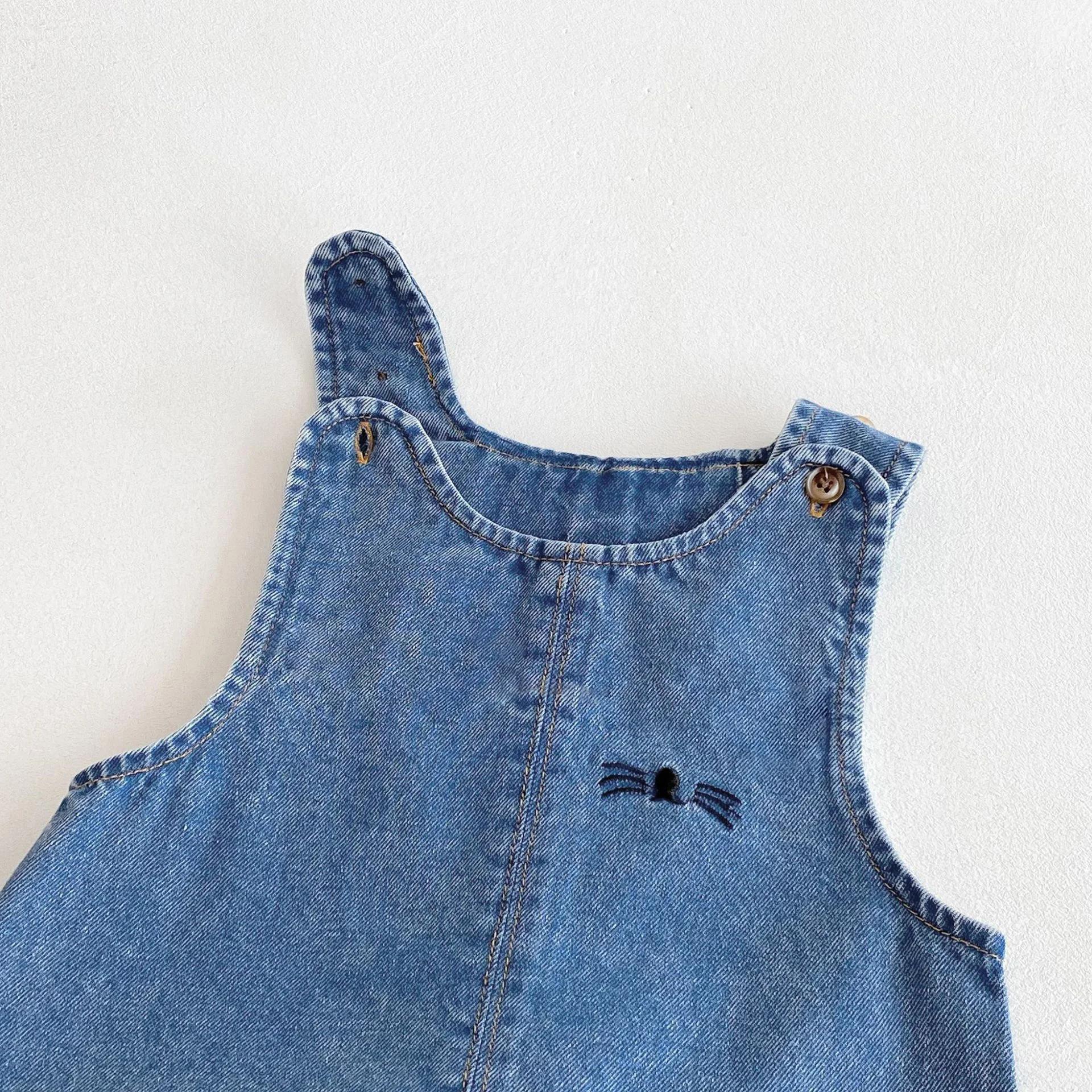 Salopette en jean pour bébé, automne et hiver, avec oreilles de lapin, pantalons longs mignons et pa